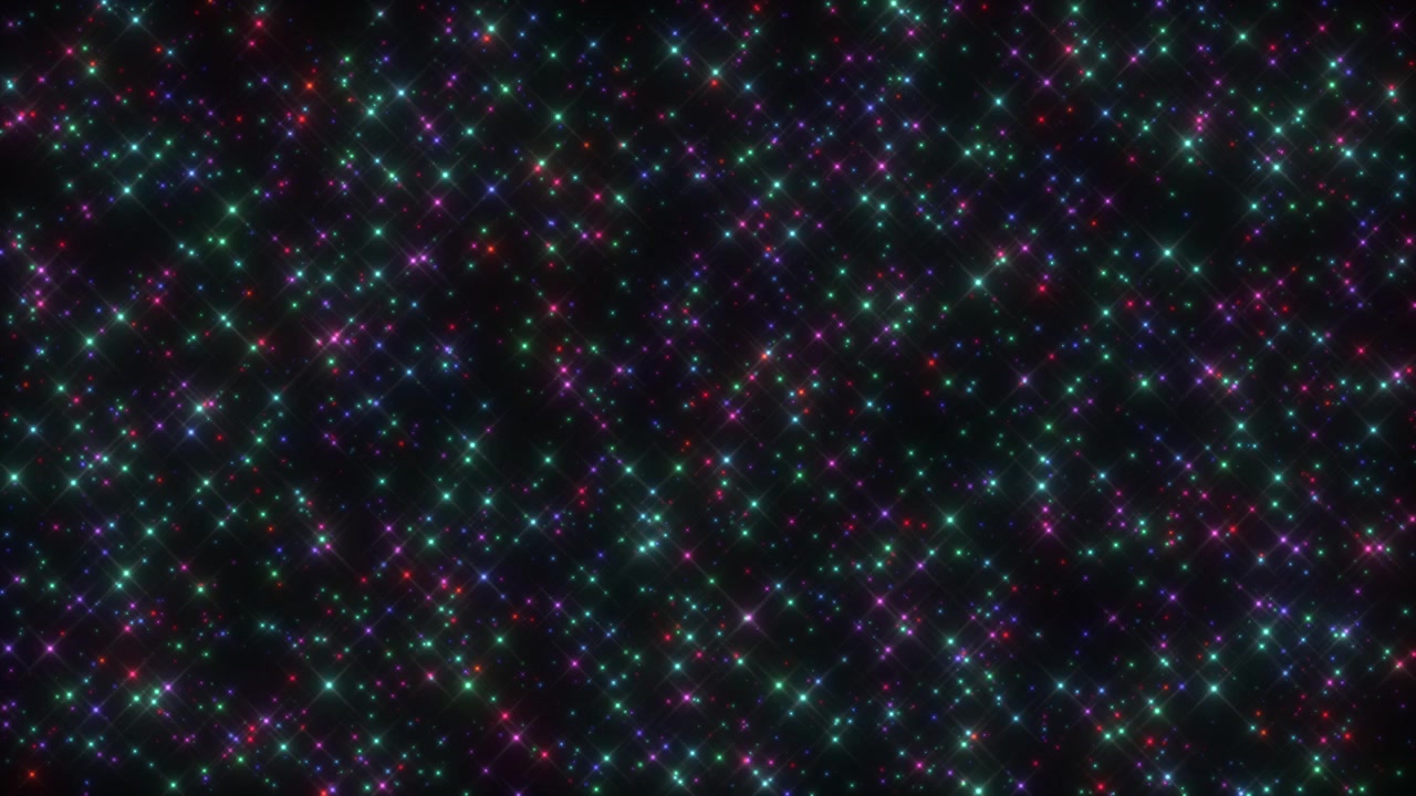 Abstract Background of Glowing Multicolored Stars on Black