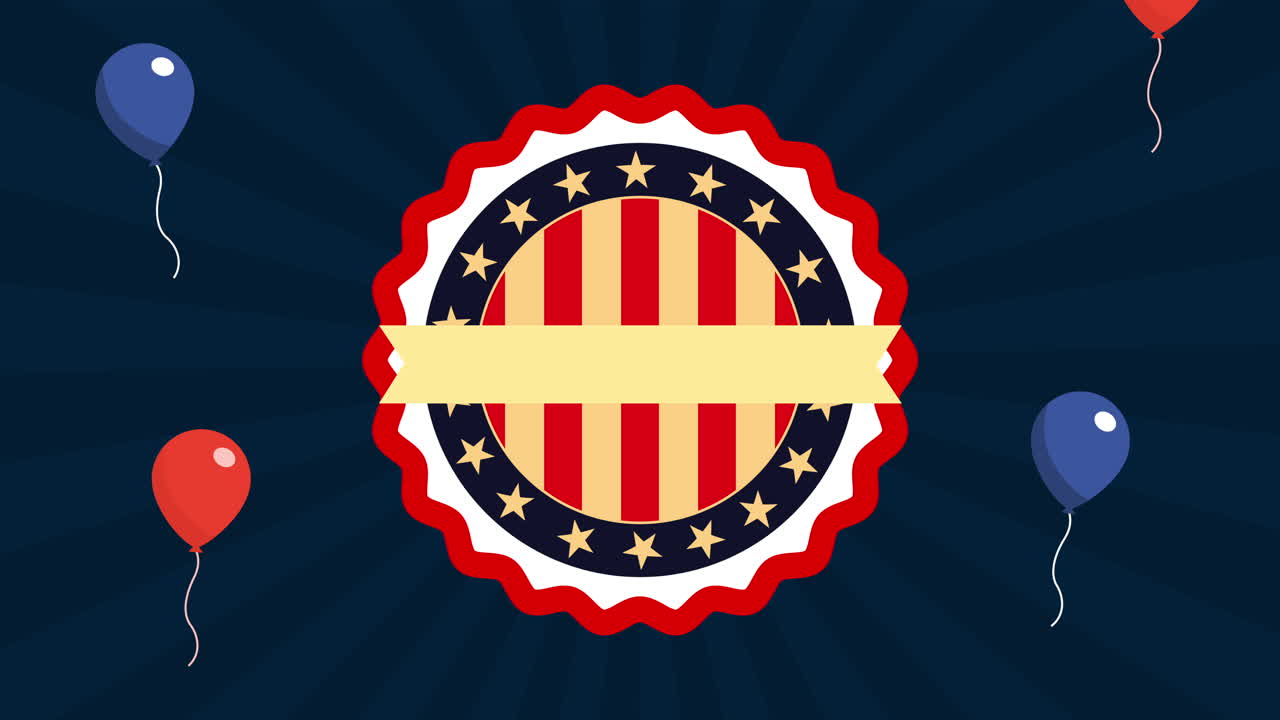 labor day seal lace with USA flag and balloons helium