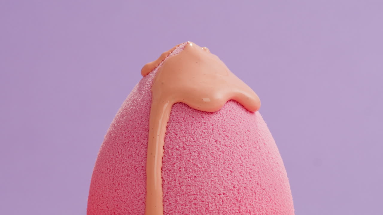 Pink Makeup Sponge with Dripping Liquid