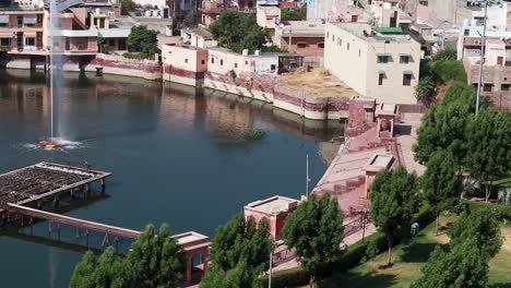 holy pond at the middle of city from top