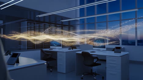 digital data flow and technology in a modern office