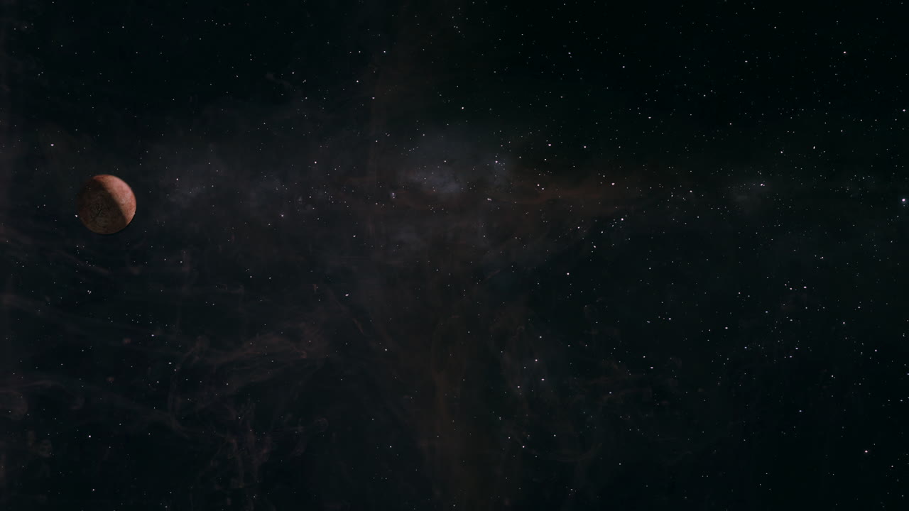 gases vaporosos y planeta suspendido en la extensión del espacio, movimiento