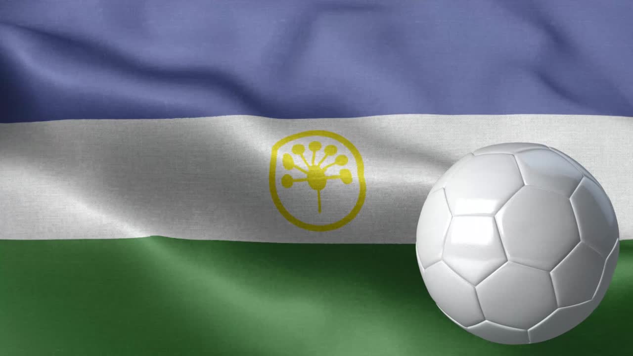 바쉬코르토스탄의 발과 축구공 - 바쉬 코르토스탄 발 높은 세부사항 - 국가 발 바쉬코로스탄 파동 패턴 루프 가능한 요소 바쉬코루스탄 러시아 연방 - 직물 질감과 끝없는 루프 - 축구공과 발