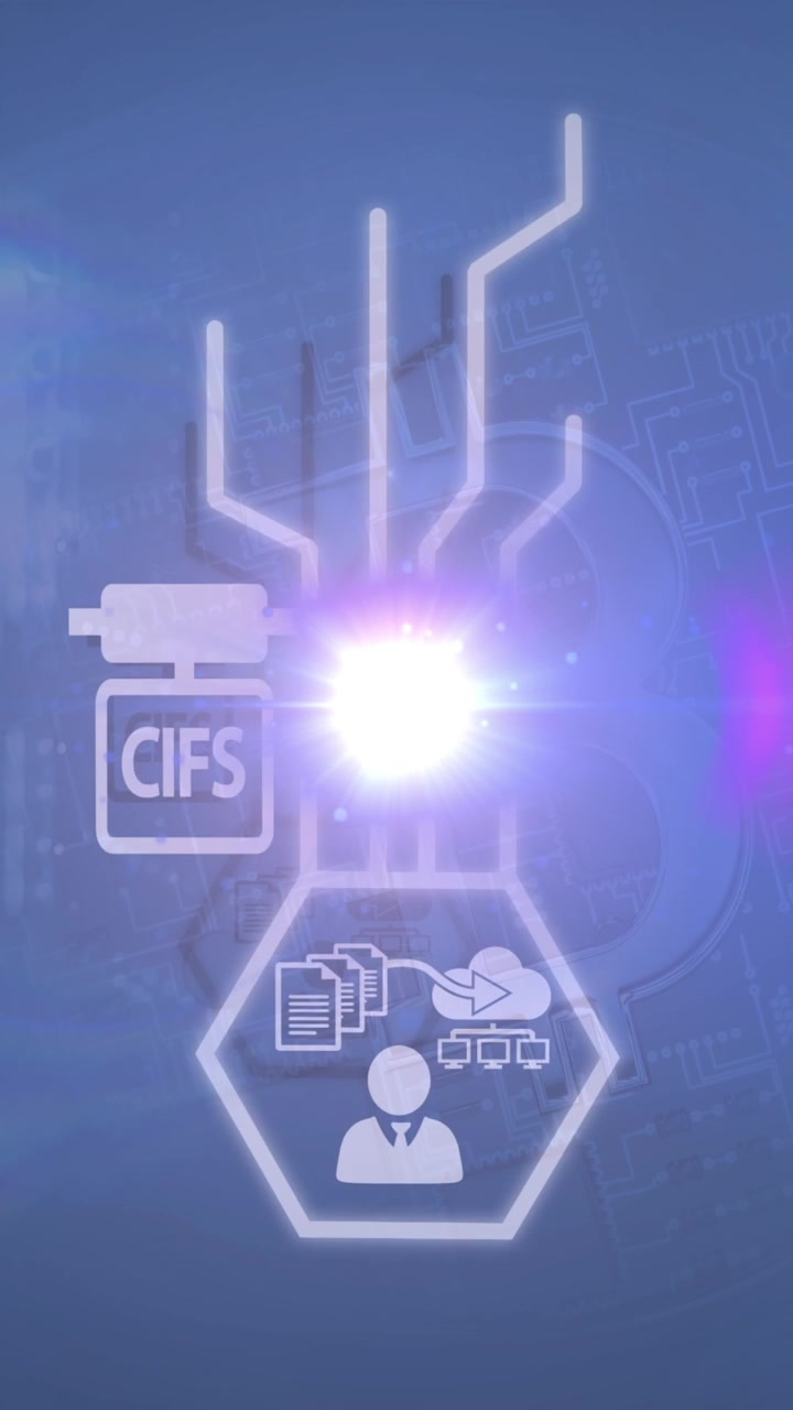 Animation of network of connections with icons over blue background