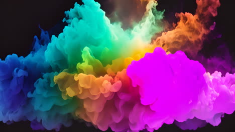 colored smoke flying in the air on a black background