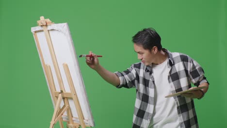 man painting on an easel