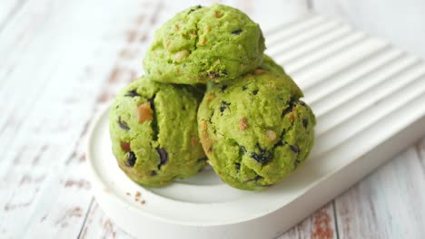 stack of matcha green tea cookies