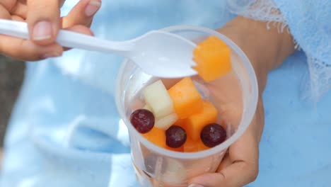 Slice-of-papaya-on-white-plate