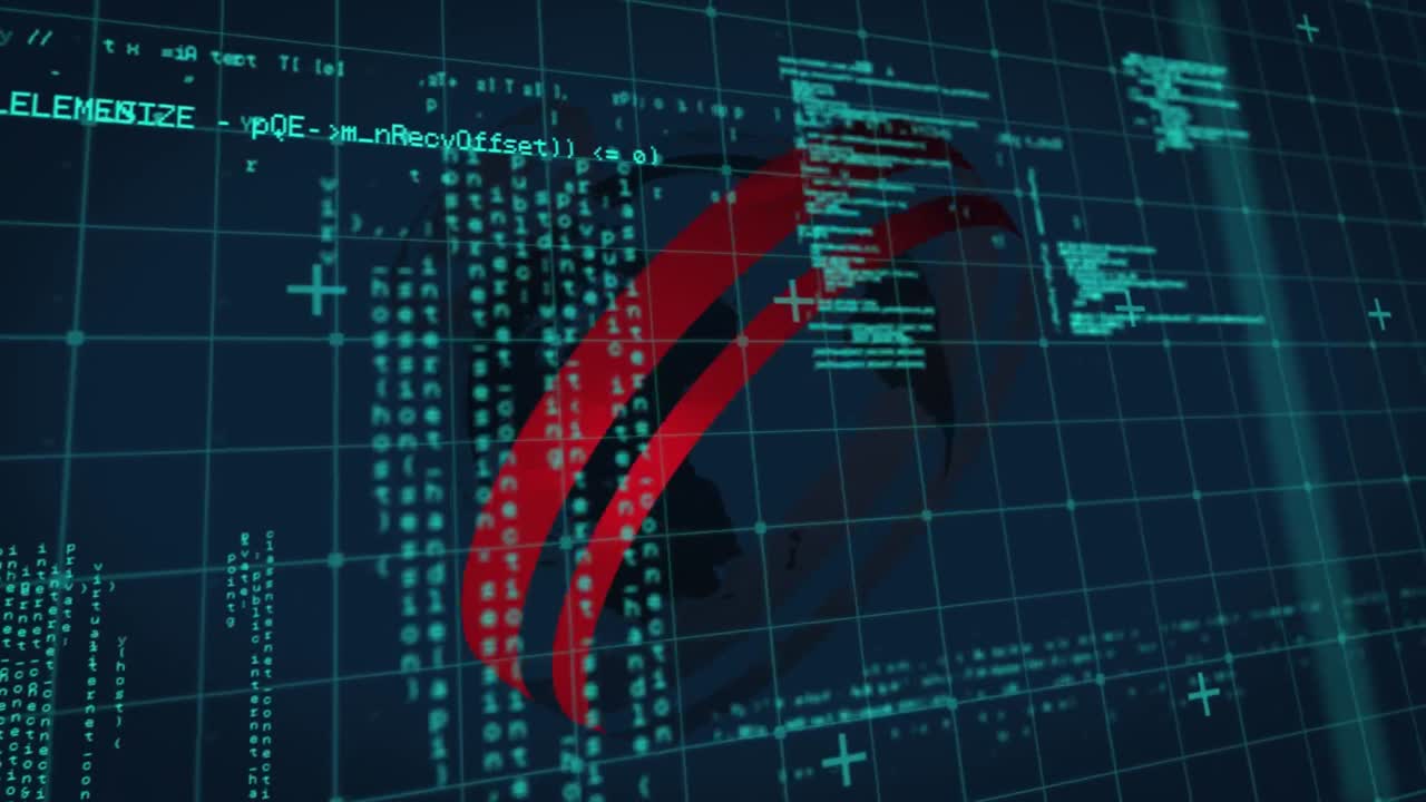 Animation of digital data processing over globe