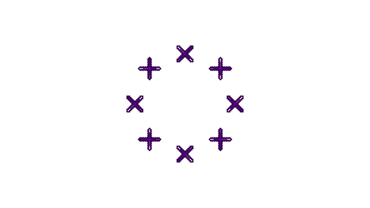 Pixel Art Mini Cross Spinning Circle Animated Overlay Transparent 30fps (7)