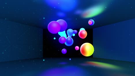 spheres merge like liquid drops or metaballs move in-air smoothly, like underwater. abstract liquid gradient of colors on beautiful 3d spherical forms, multi-colored glow, scattering light inside. 37