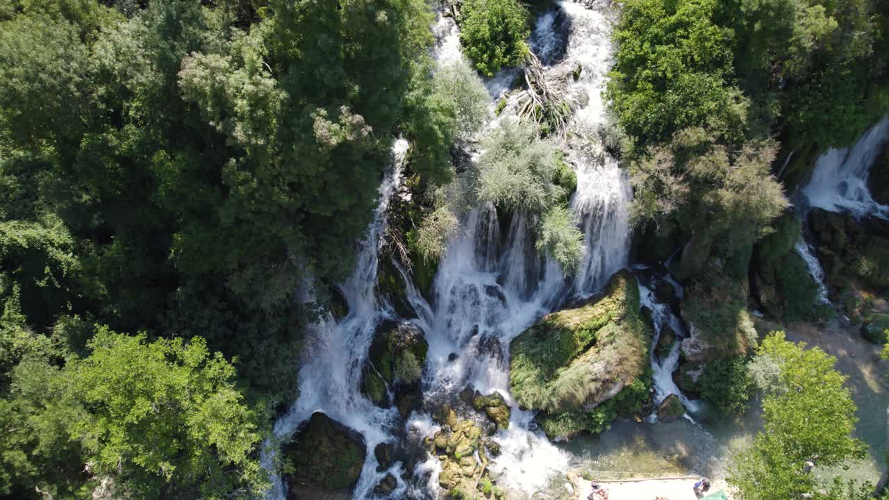 Bird's-eye view of cascading Kravica Falls, Bosnia