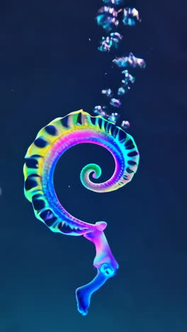 evolving bioluminescent spiral forms in underwater depths