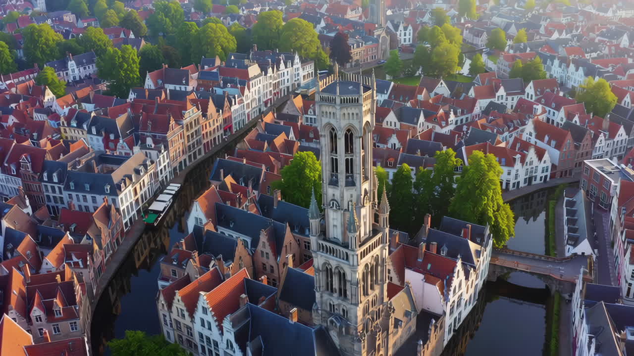 Luftfoto af en historisk europæisk by