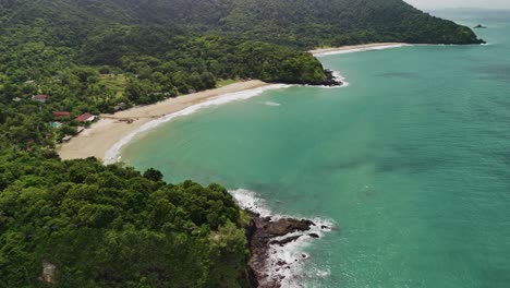 high aerial shot of thai island beaches