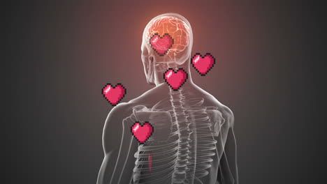 animation of heart icons over human
