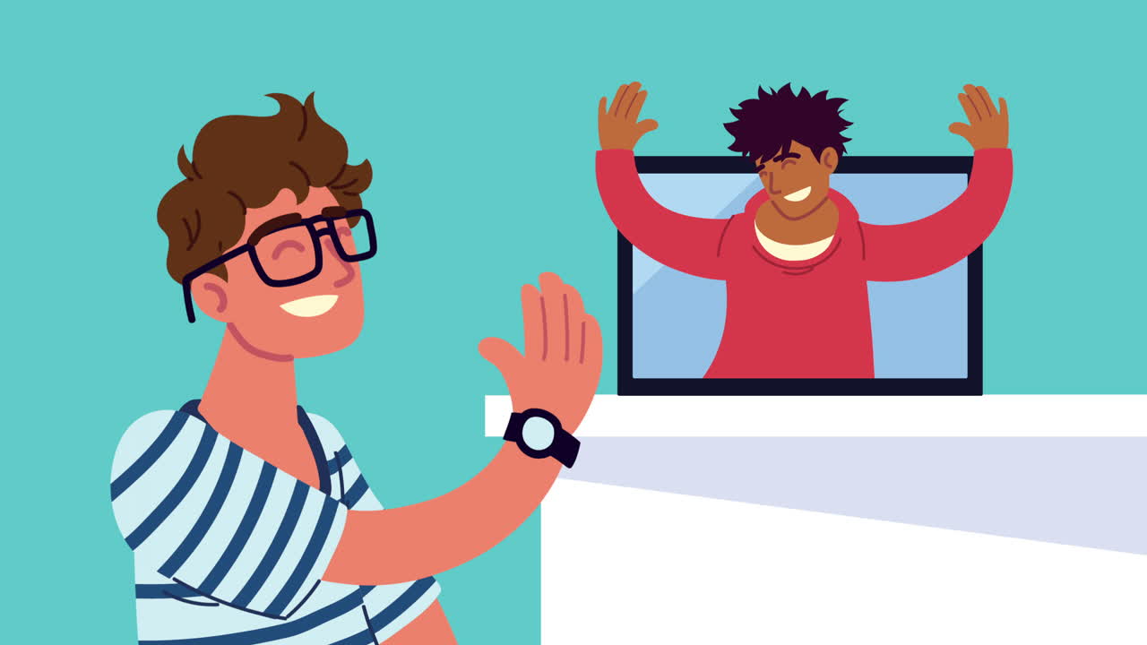 men communication online characters animation