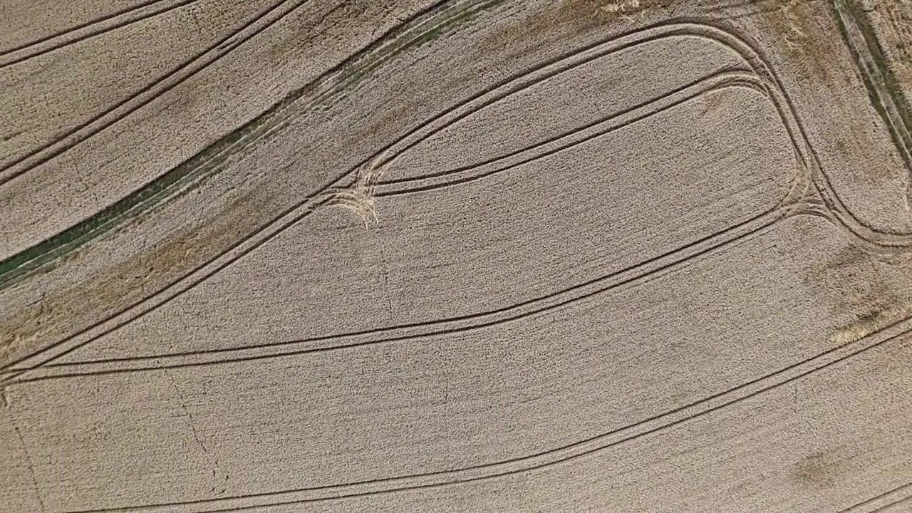 Bird’s Eye Drone View of Harvested Agricultural Fields in the English Countryside