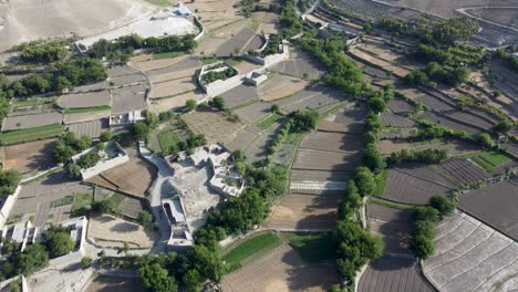 aldeas rurales con casas fangosas y campos agrícolas