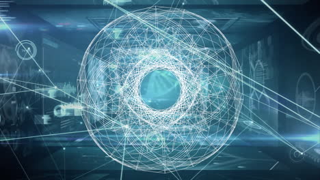 el video presenta una interfaz de gráfico brillante con líneas de conexión.