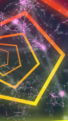 animación de gráficos geométricos sobre código qr en fondo oscuro