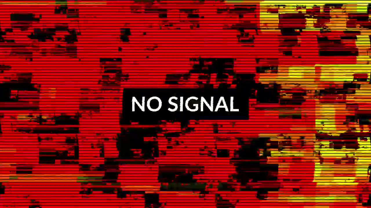 Digital Glitch Effect with No Signal Text Overlay
