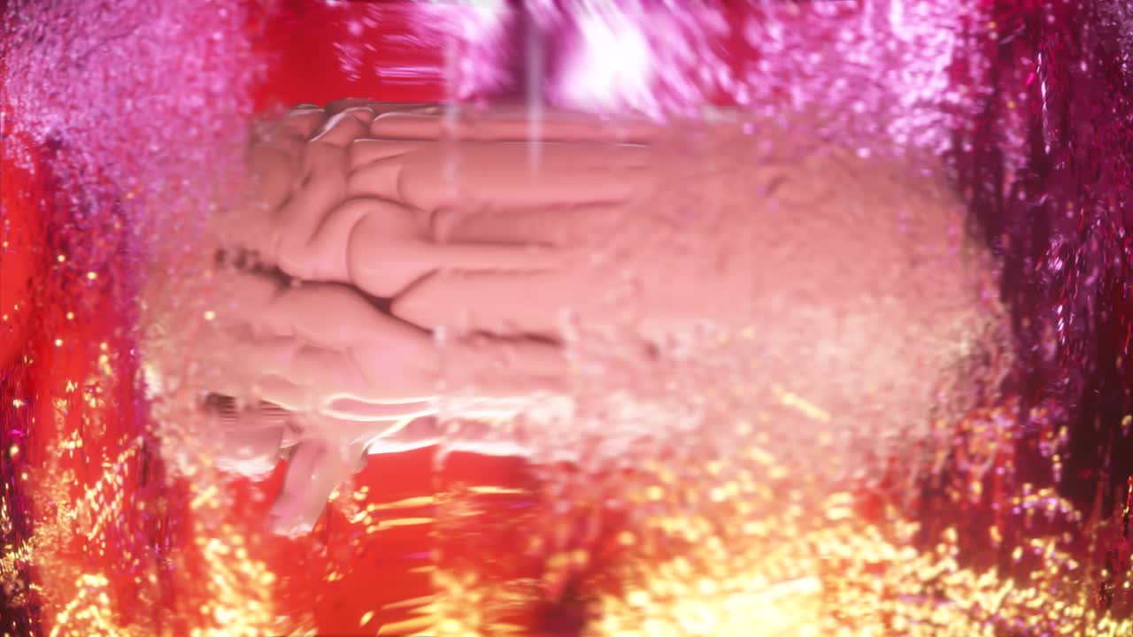 cerebro en líquido con burbujas