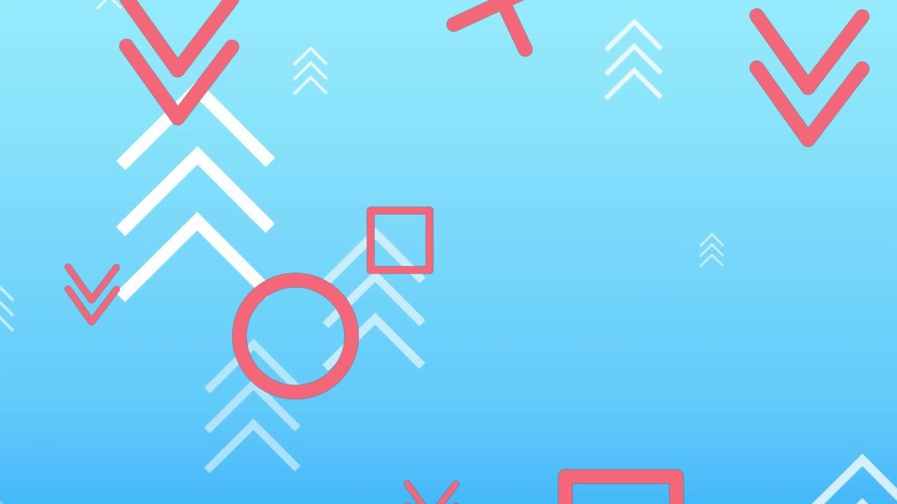 Abstract Motion Background with Floating Geometric Shapes and Arrows