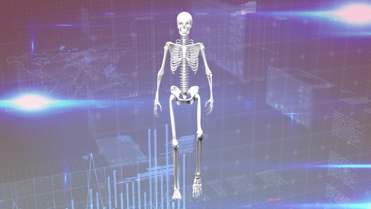 Animation of data processing over skeleton walking