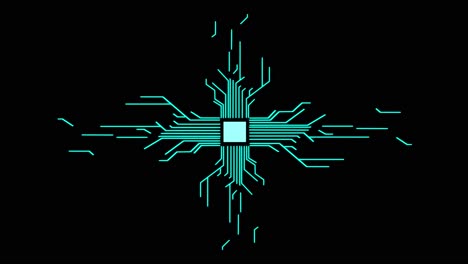 digitalization concept: computer screen activates and shows futuristic artificial intelligence spreading through internet. visualization of machine learning, ai, computer technology, neural network