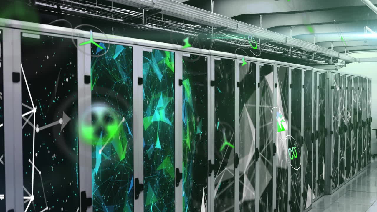 animación de redes y procesamiento de datos a través de servidores informáticos