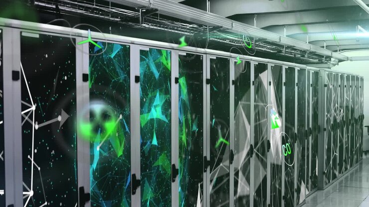 Animation of networks and data processing over computer servers