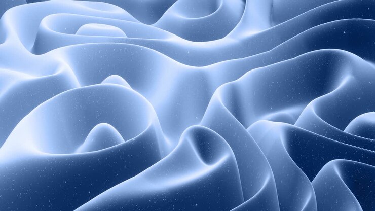 Beautiful abstract 3D surface with glitter sparkles, abstract 3d waves run on surface in loop. Black gray gradient, soft matte material with light inner glow. Smoothly 4k animation