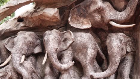 huge and beautiful elephant wood engraving, close up