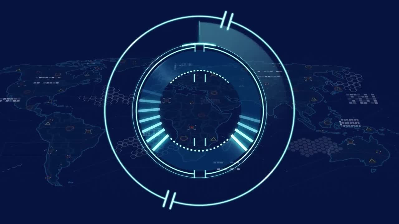 Premium stock video - Animation of round scanner over world map and ...