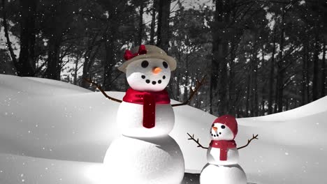 animation of winter scenery with snowman