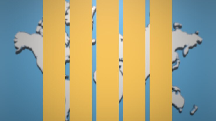 Fly many airplanes and world map with yellow stripes