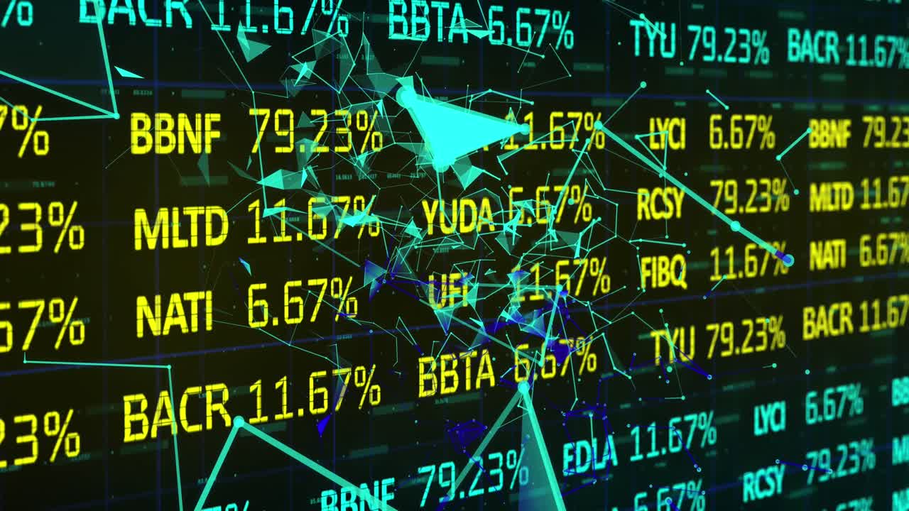 animación del procesamiento de datos financieros a través de conexiones