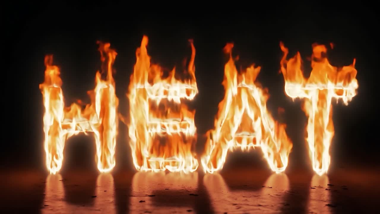 불꽃은 뜨거운 오렌지색과 노란색으로 단어 열을 삼켜 검은 바탕에 놀라운 대조를 만니다.