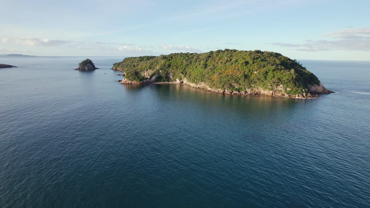 Lush Green Island in the Blue Ocean