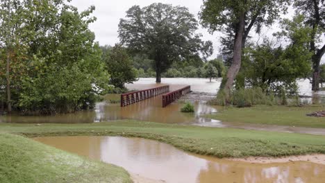Hurricane Helene damage and flooding at a golf course in Atlanta Georgia.
