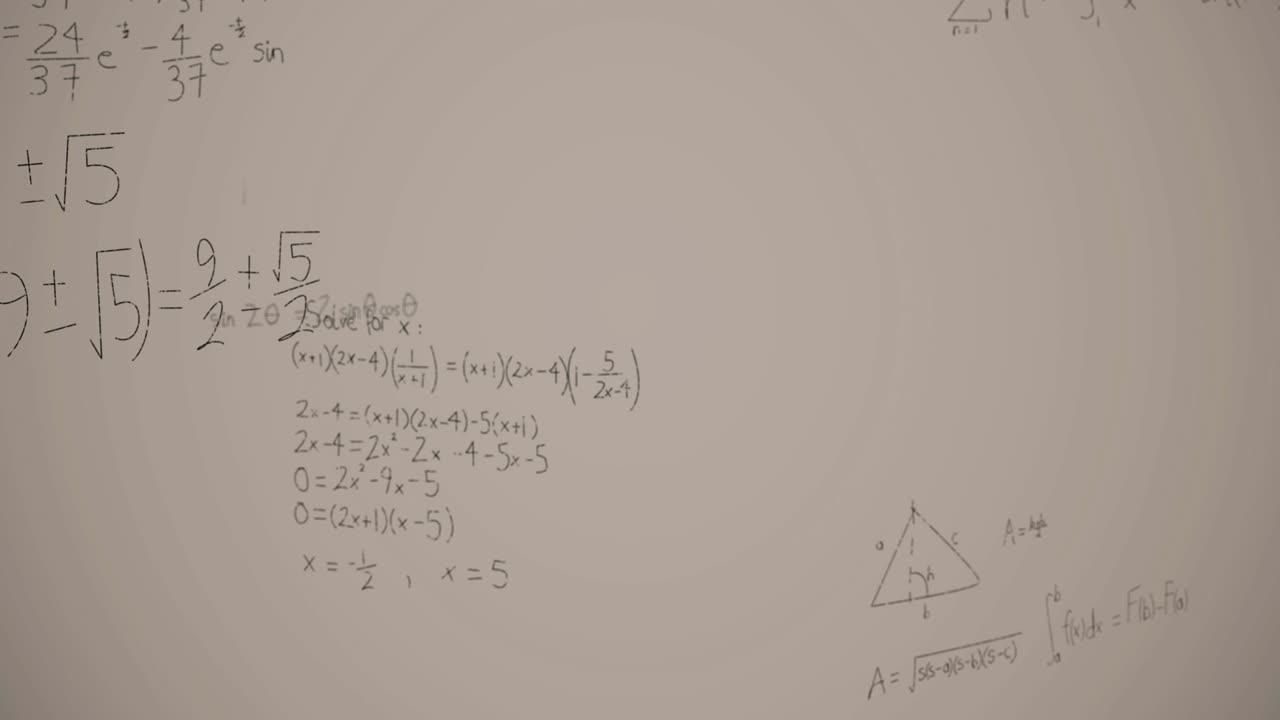 Animation of mathematical equations over white background