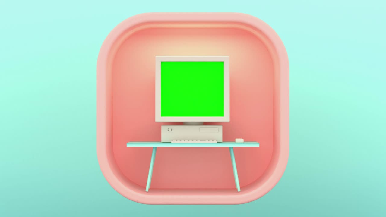 3d rendering motion computer icon green background