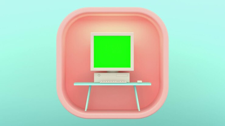 3d rendering motion computer icona sfondo verde