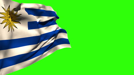 una gran bandera nacional uruguaya soplando
