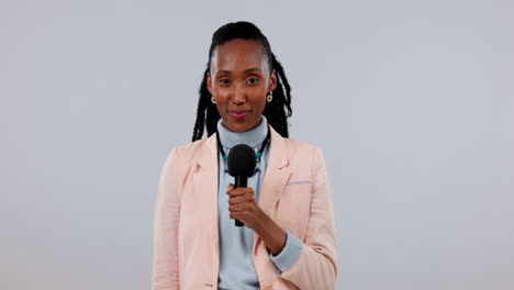 Black-woman,-news-and-microphone