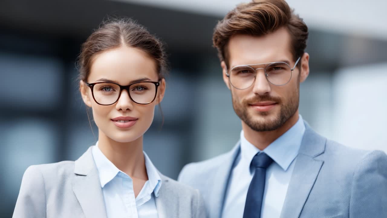 Stylish Young Professionals Posing Together in Business Attire, Showcasing Confidence and Modern Fashion Trends in a Contemporary Urban Environment