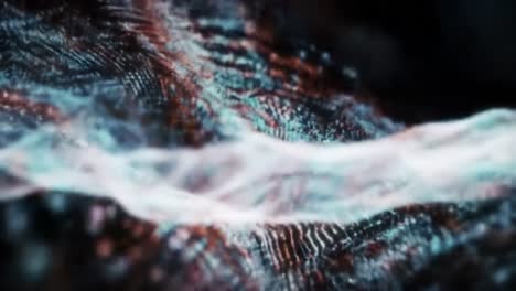 abstract visualization of flowing waves with illumination effects in a dark environment displaying complex patterns and textures