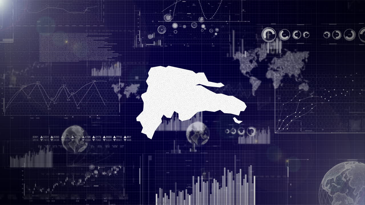 república dominicana país video corporativo con elementos abstractos de gráficos de análisis de datos i análisis de datos video tecnológico con globo, crecimiento, gráficos, datos estadísticos de la república dominicana