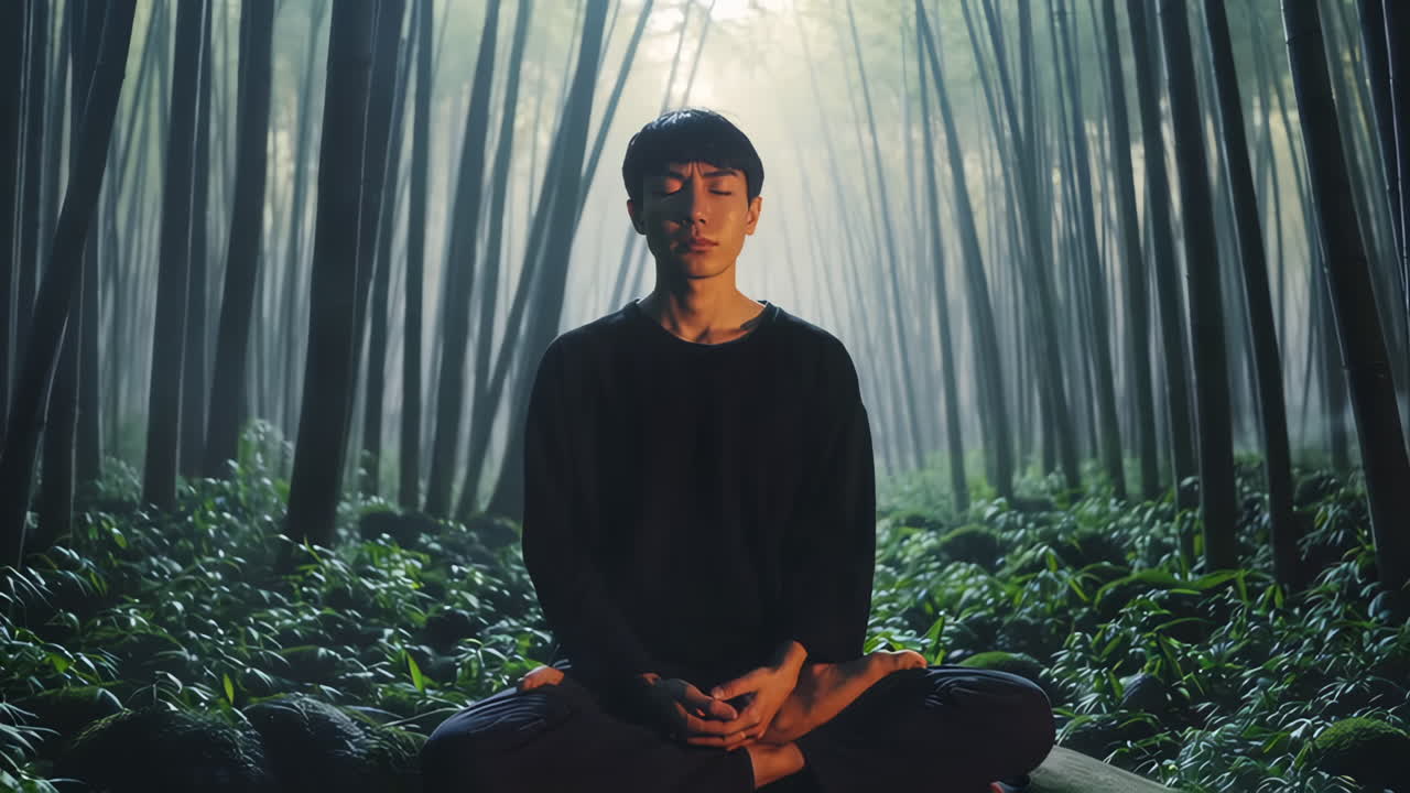 Peaceful Meditation in a Bamboo Forest